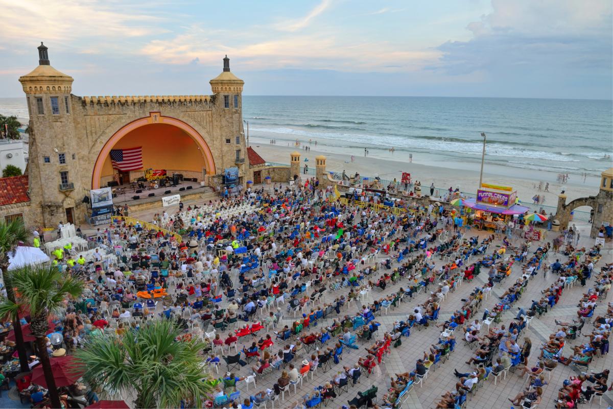 The Daytona Beach Bandshell, a premier venue for live July 4th music and fireworks.