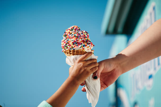 The moment of realization: 'Did Someone Say Ice Cream?' encapsulates the excitement of discovering Daytona Beach’s ice cream delights.